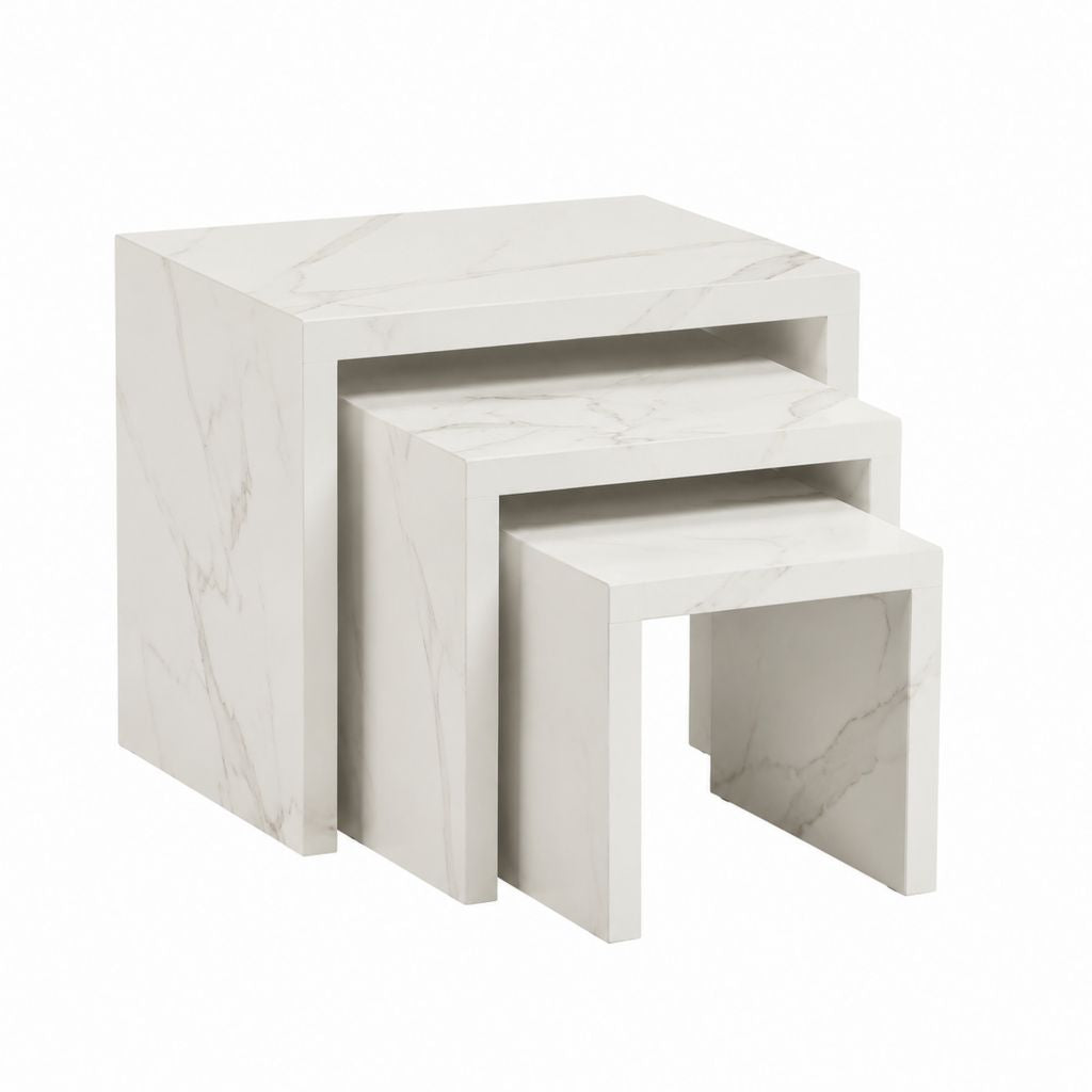 Couchtisch 3er Set Weiß MDF rechteckig 50 x 40 x 45 cm