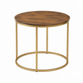 Runder Couchtisch Braun Gold MDF Walnussdekor Stahlgestell Ø 50 cm Höhe 55 cm