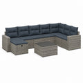7-teiliges Gartenlounge-Set Grau Dunkelgrau aus PE-Rattan U-Form 250 x 190 x 65 cm