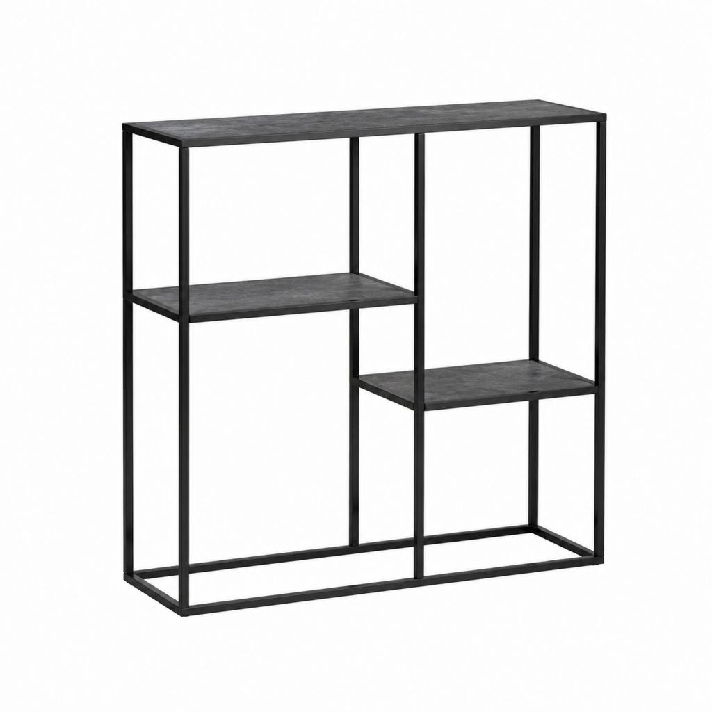 Standregal mit 3 Ebenen Schwarz Stahl und MDF rechteckig 100 x 100 x 30 cm