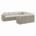 Gartenlounge Set U-Form Grau Beige Polyrattan Aluminium 280 x 210 x 70 cm