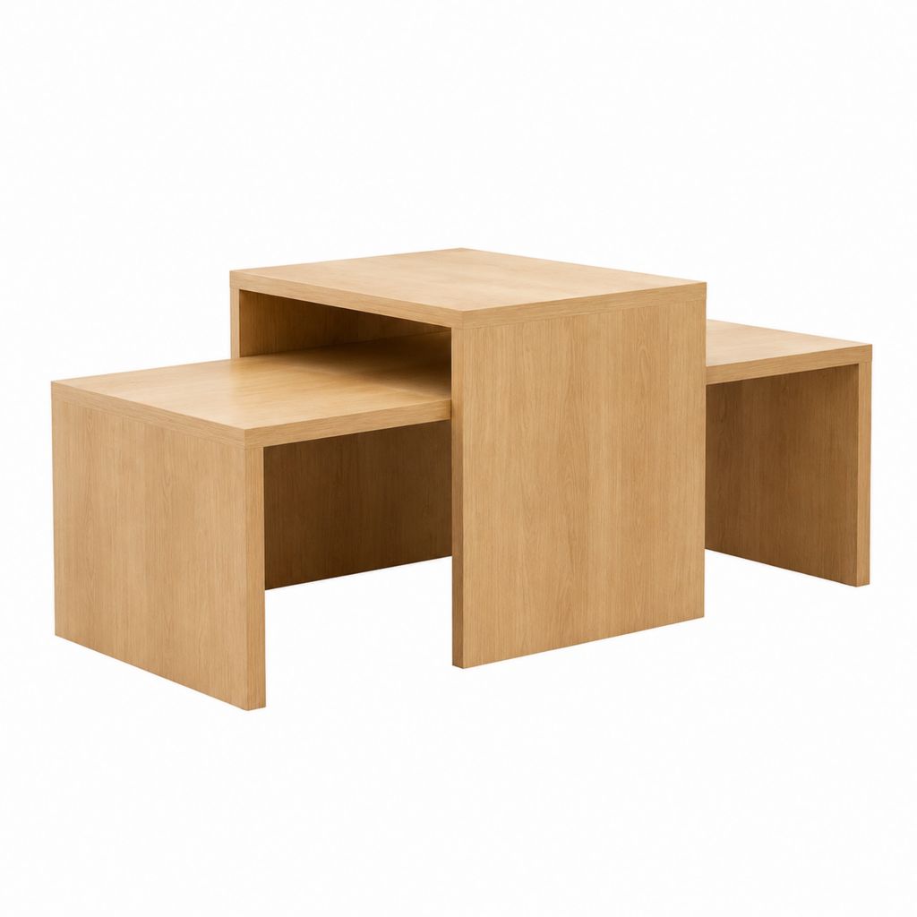 Couchtisch Set 3-teilig Natur Eichenfurnier rechteckig 80 x 80 x 45 cm