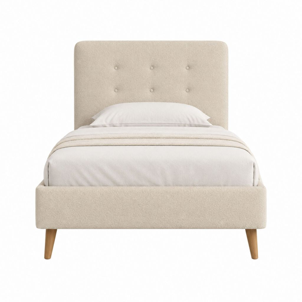 Polsterbett mit Bettkasten Beige Polyester 140 x 200 cm
