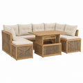 4-teiliges Gartenlounge-Set Beige Akazien-Massivholz mit PE-Seilgeflecht U-Form 230 x 230 cm
