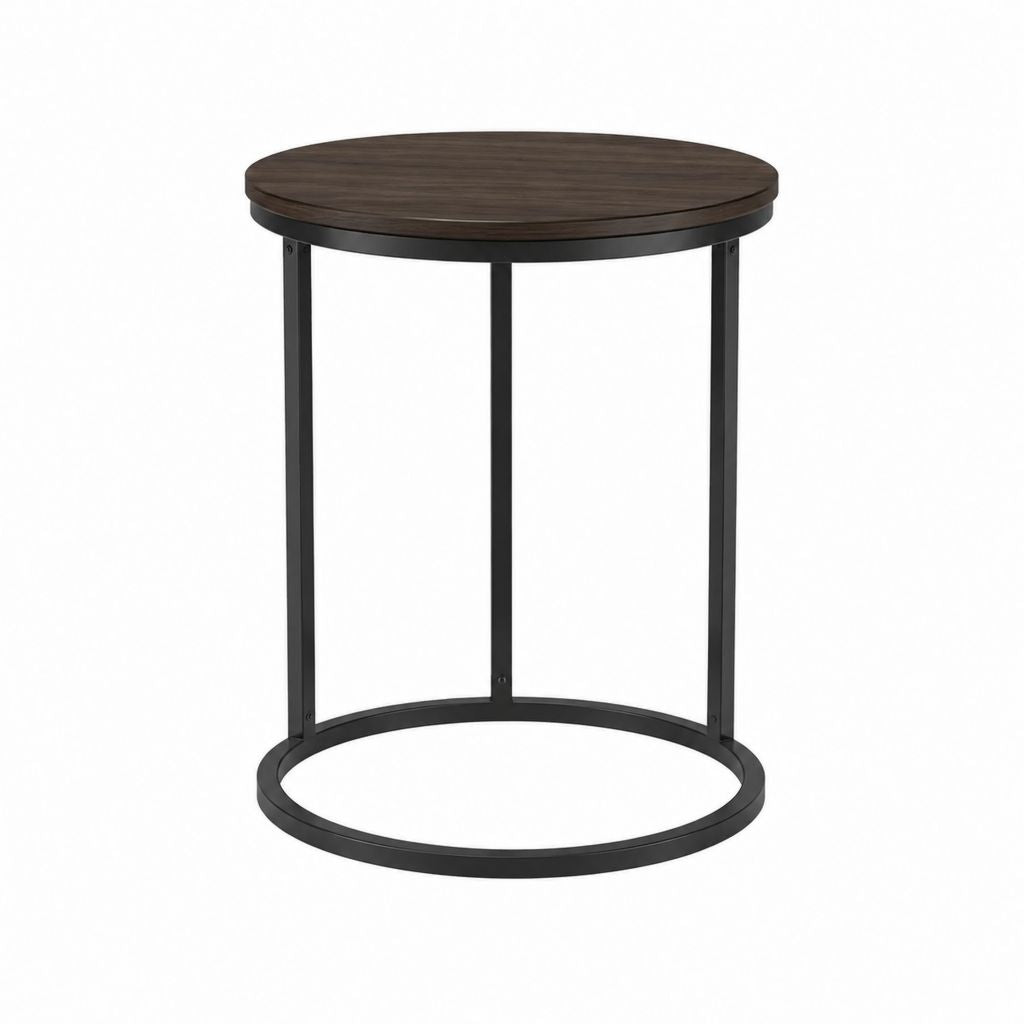 Beistelltisch rund Dunkelbraun MDF Stahl 40 x 40 x 55 cm