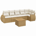 Gartenlounge Set 6-teilig Beige PE-Rattan L-Form 300 x 220 x 85 cm mit Couchtisch
